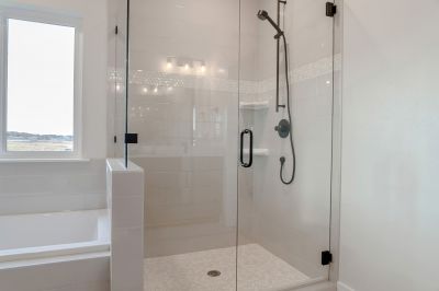Walk-in Shower with Black Frame Glass